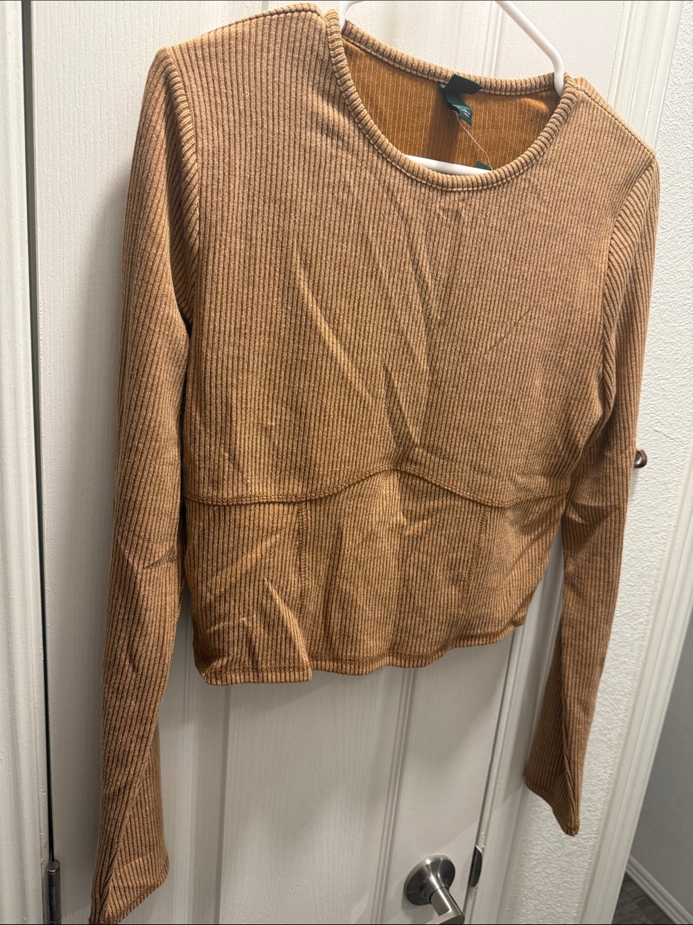 wild fable Ribbed Long Sleeve Crop Top - Camel